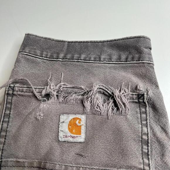 Vintage Carhartt Double Knee Work Pants Gray Distressed Paint Stains Rip W30 L28 - Picture 15 of 15